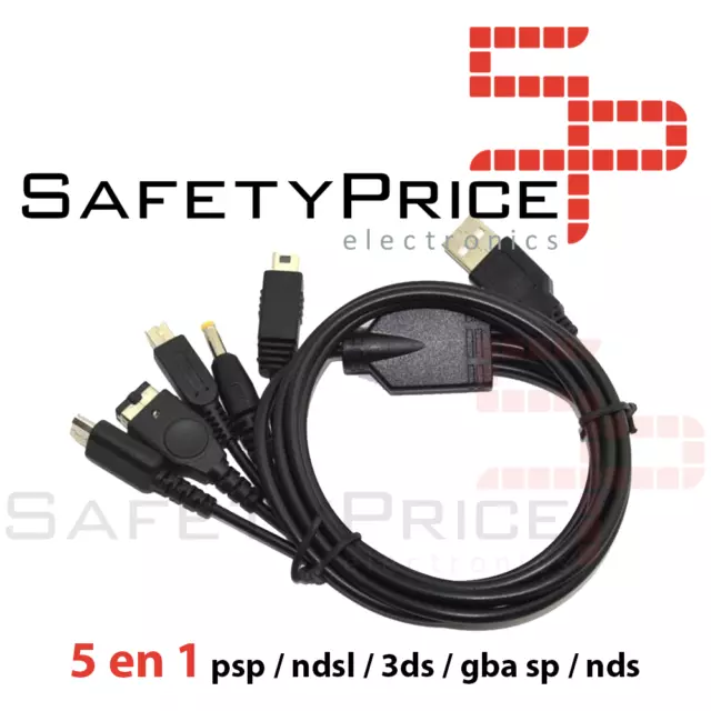 5 en 1 Cable de Carga USB psp / ndsl / 3ds / gba sp / nds Cargador 115cm REF657