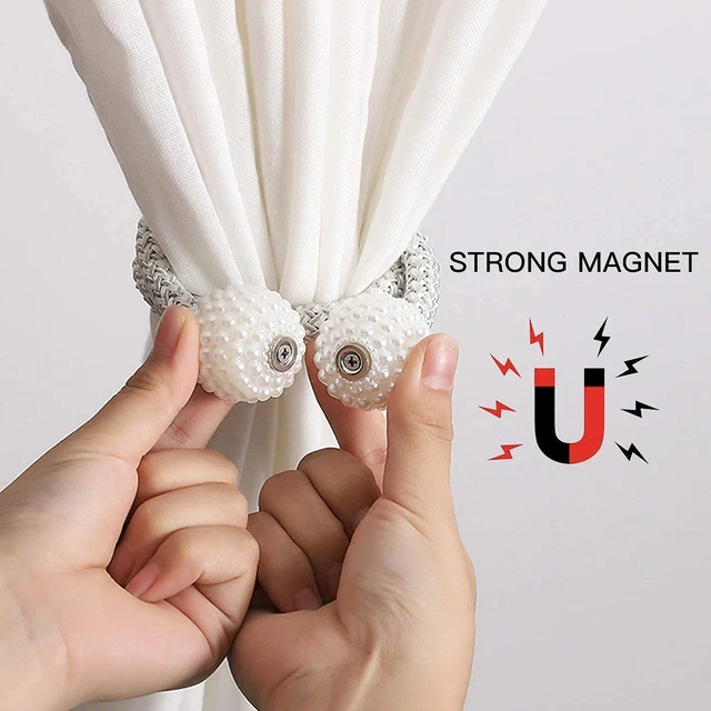 4 Pack Magnetic Curtain Tiebacks Convenient Drape Tie Backs Weave Holder for Wi 2