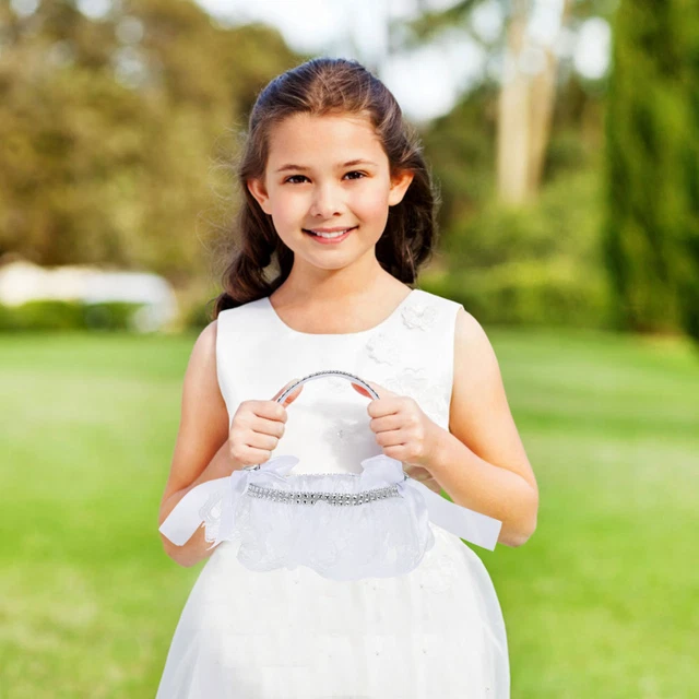 Cesto fiore matrimonio bambina elegante cesto fiori raso fiori ricamato bambina cesto