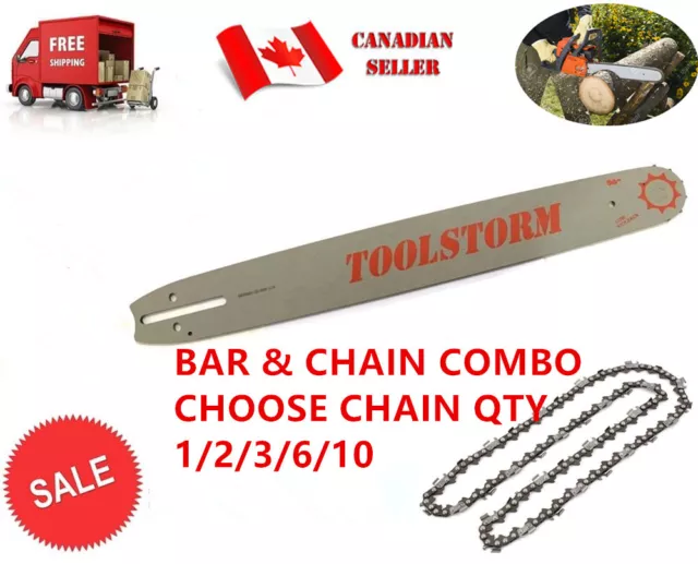 20" Chainsaw Bar & Chain Combo 3/8" .050" 72 For Dolma Husqvarna Jonsered Poulan