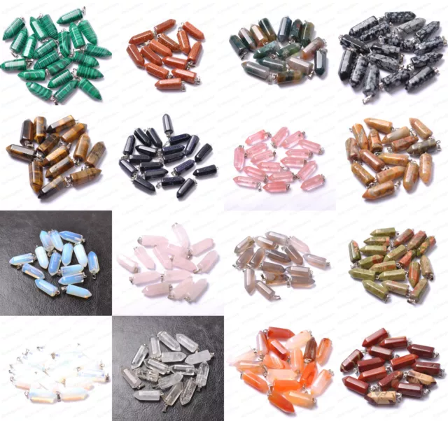 Wholesale Natural Gemstones Hexagonal Pointed Reiki Chakra Pendant Bead Necklacs