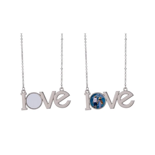 Love Heart Pendant Necklace Sublimation Blanks Photo Necklace Party Favor Crafts