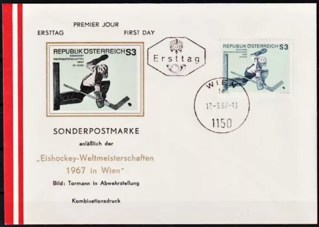 Eishockey. Weltmeisterschaft, Wien. Tormann. FDC. Österreich 1967
