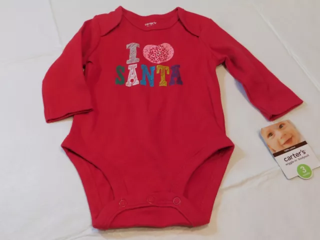 Carters Bambina Bambino Body one piece Maniche Lunghe i Love Babbo Natale 3 Mesi
