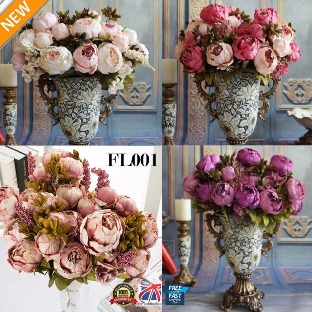 1 Bouquet Artificial Fake Peony Silk Flower Bridal Hydrangea Wedding Party Decor 2