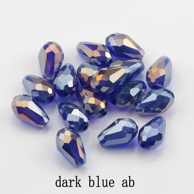30Pcs 8*6Mm Blue Ab Teardrop Crystal Drop Beads Faceted Glass Beads Diy Jewelry