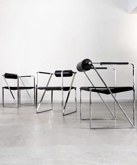 Seconda chairs by Mario Botta chrome version Italy 1980s