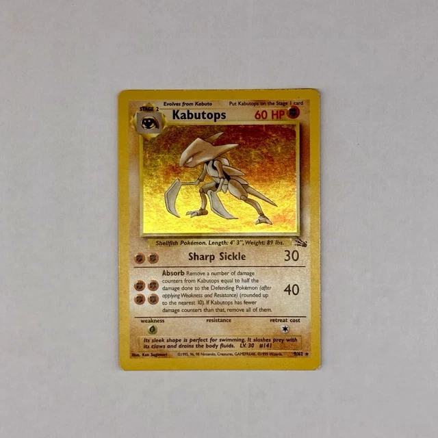 1999 kabutops pokemon card value 9/62 Near Mint Holo KABUTOPS 9/62 FOSSIL $28.22 -