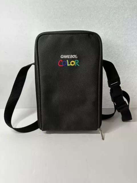 Official Nintendo GameBoy Color Black Travel Carrying Case Zip Bag w/ Strap Tray