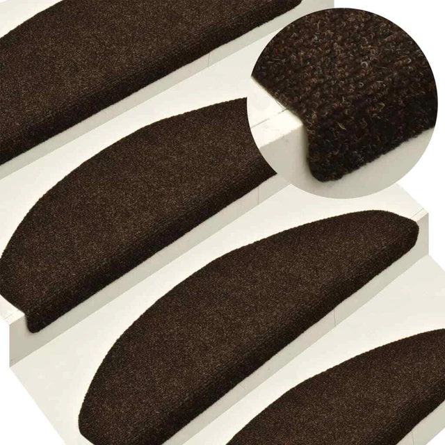 Vidaxl Tappetini Adesivi per Scale 10 pz Marroni 56x17x3 cm Agugliati