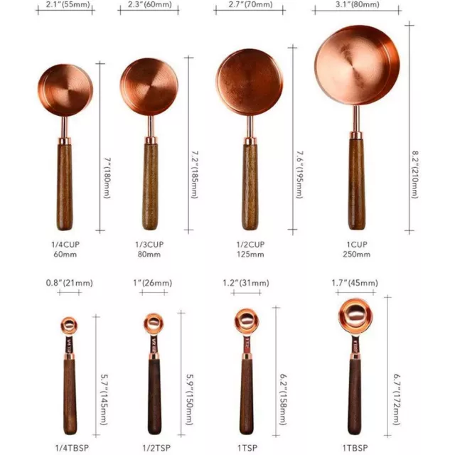 Kitchen Rose Gold Baking Tool Sugar Scoop Measuring Spoons Set Measuring Cups 2