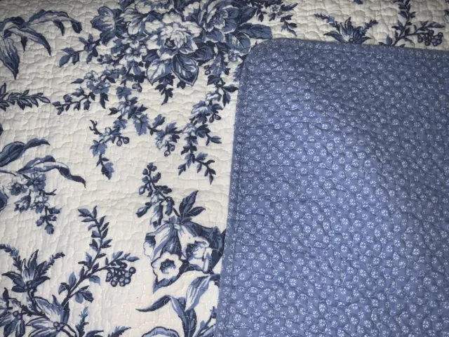 Fabulous Laura Ashley Quilt+2 Shams~Blue&White Cottage Floral Twin 2