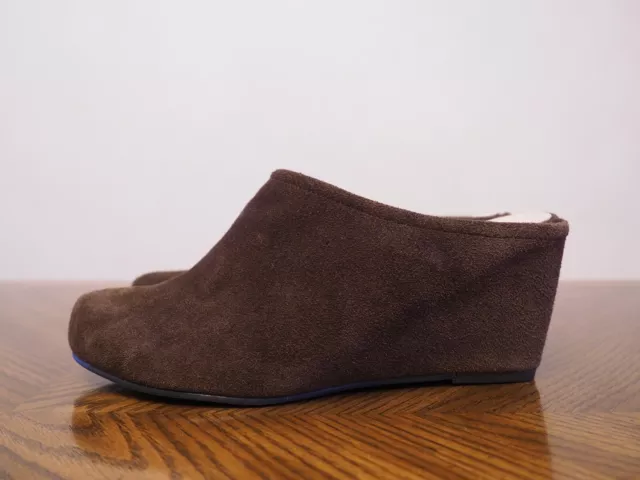 New TARYN ROSE Boston Brown Suede High Heel Wedge Mule Shoes Size 7 1/2M