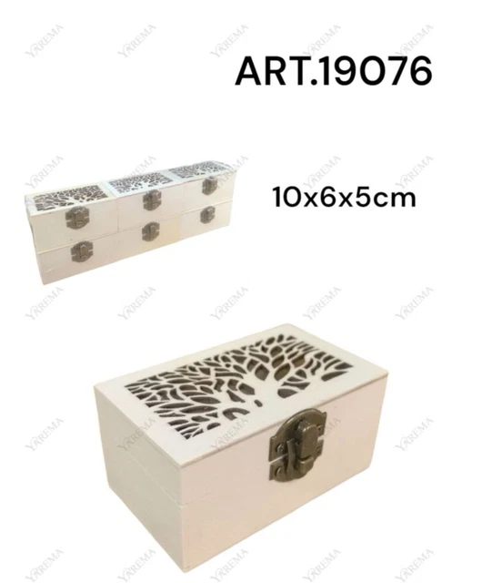 Set 6 Scatoline In Legno Decoupage Portagioie Scatola Cofanetto Cilindriche Dfh