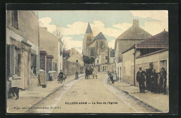 CPA Villiers-Adam, La Rue de l´Eglise 1908