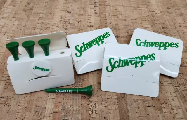 Vintage Schweppes Golf Tee and Ball Marker Set - Matchbook-Style Cover Lot of 4