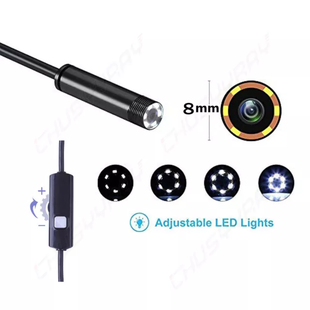 1M Waterproof 2in1 7mm Lens Endoscope Car Off-Road LED USB HD Inspection Camera 2