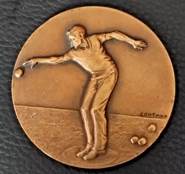 MÉDAILLE ANCIENNE ART DECO - TOURNOI  BOULES,PETANQUE -CONTAUX-Medal-勋章-медаль