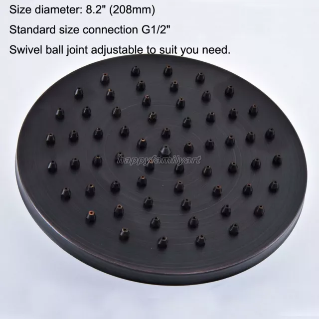 8" inch Black Oil Rubbed Brass Round Rainfall Rain Bathroom Shower Head ysh247 3