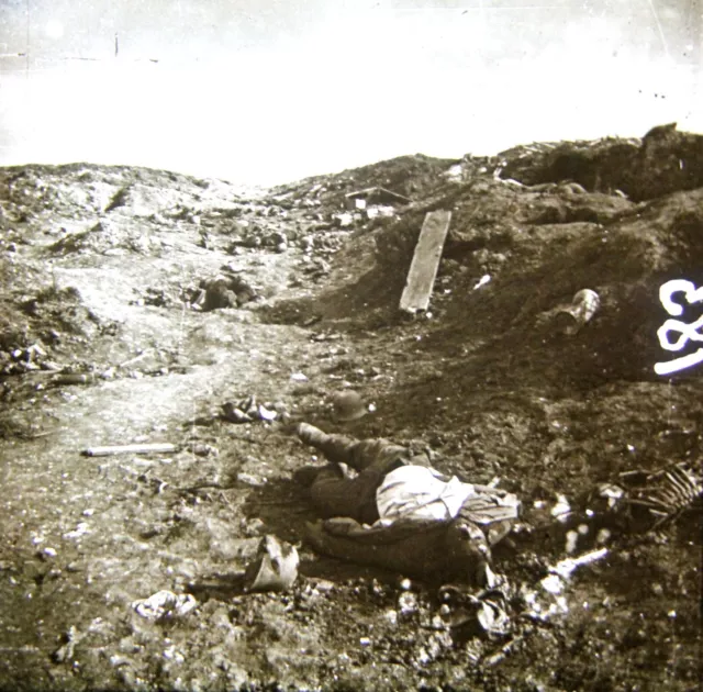 Somme-Tranchee Terline-Plaque Verre-Vue Stereo-Guerre-14/18-Stereoscopique