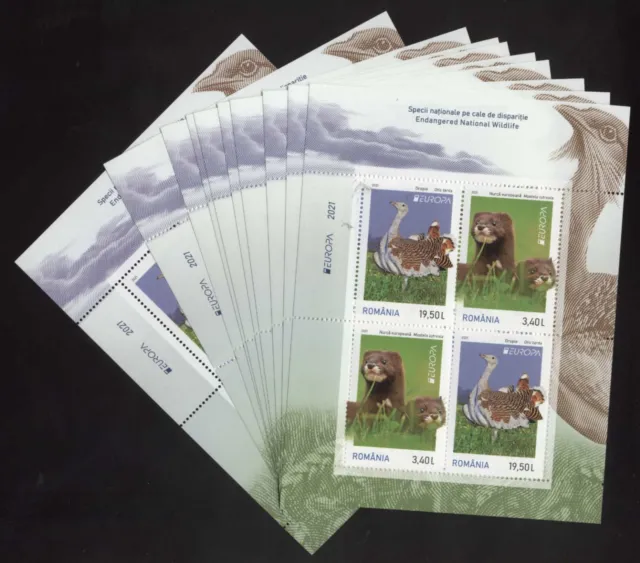 Auflage nur 6150 (!): WHOLESALE: 10 BLOCKS Rumänien 2021 EUROPA CEPT Wildtiere (