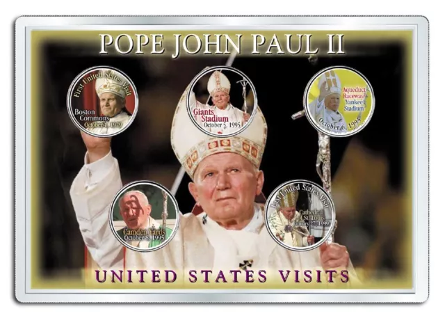 2005 POPE JOHN PAUL II * Important Visits to the USA * STATE QUARTER 5-COIN SET