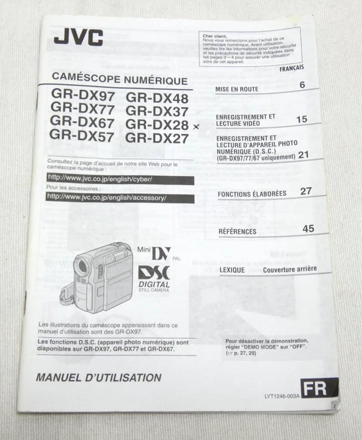 CAMESCOPE NUMÉRIQUE MINI DV * Jvc GR-DVL20 * video Camera digital EUR 180,00 - FR