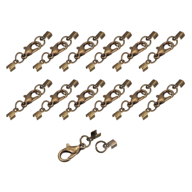 20Set 3mm Umklappbare Kordelenden mit Karabinerhaken Klammern Endkappen Bronze