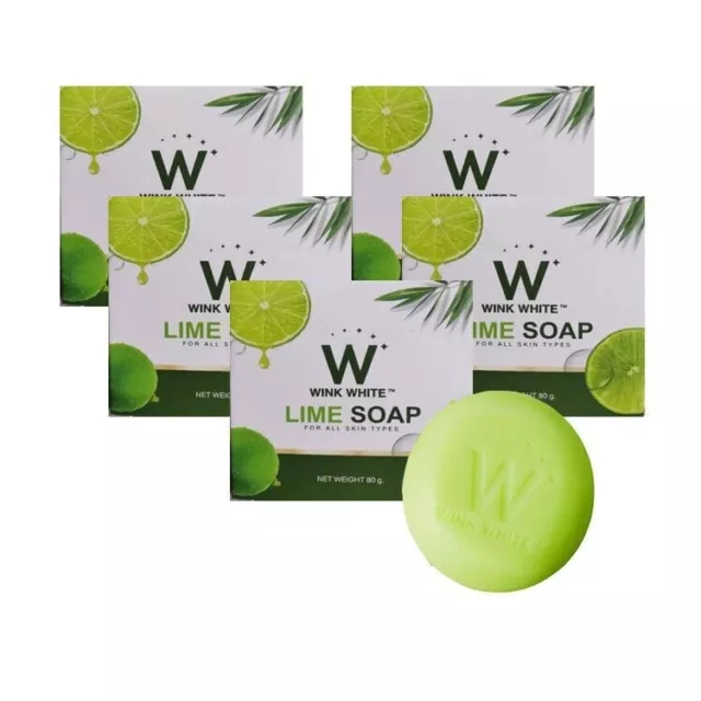 5 Pcs.x Wink White Lemon Soap wink white soap Brighten Skin 80 g.