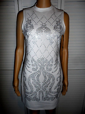 Cool Haute Monde size L white silver sleeveless bodycon dress juniors NWT