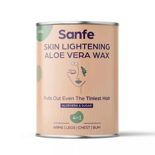 Sanfe Éclaircissant Aloe Vera Cire Lisse Épilation pour Tous Peau Types 600gm