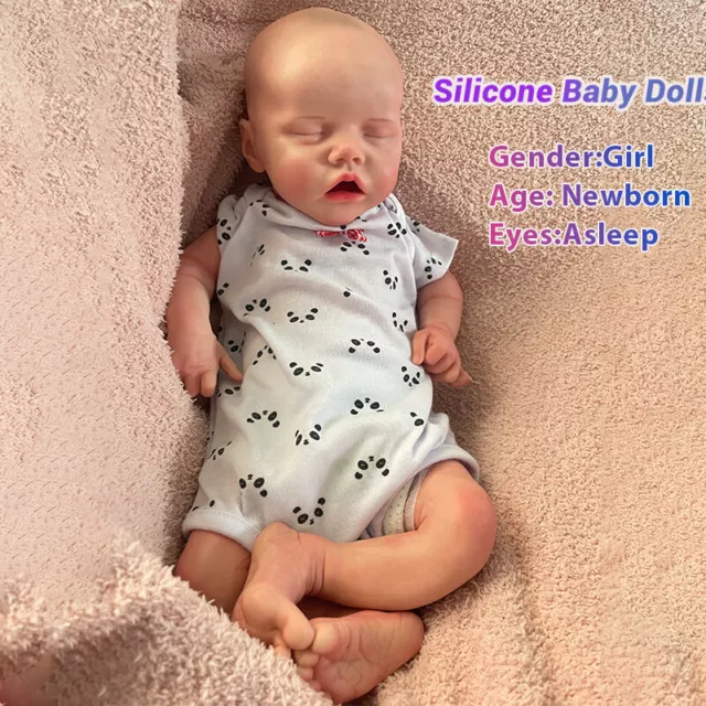 18'' Full Body Platinum Silicone Reborn Baby Lifelike Washable Newborn Girl Doll
