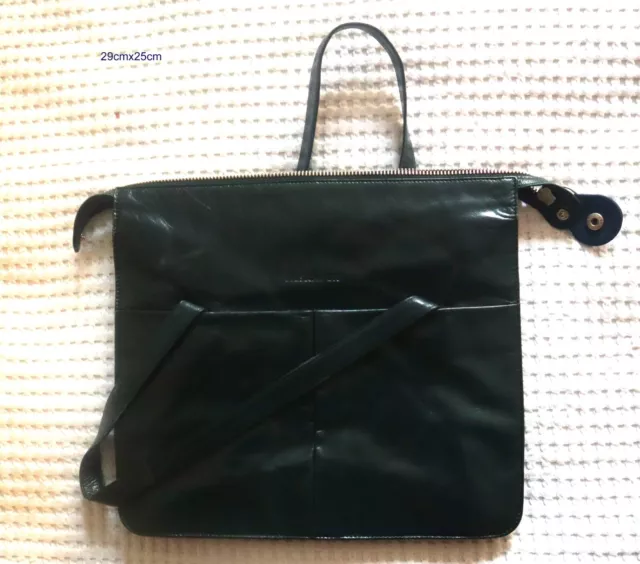 Damenhandtasche, Jil Sander, dunkelgrün, Leder, gebraucht, gut erhalten