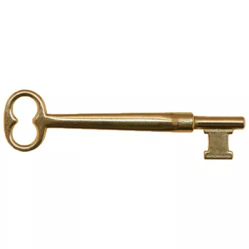 Solid Brass Skeleton Key w/Double Notched Bit for House Doors with Mortise Lock