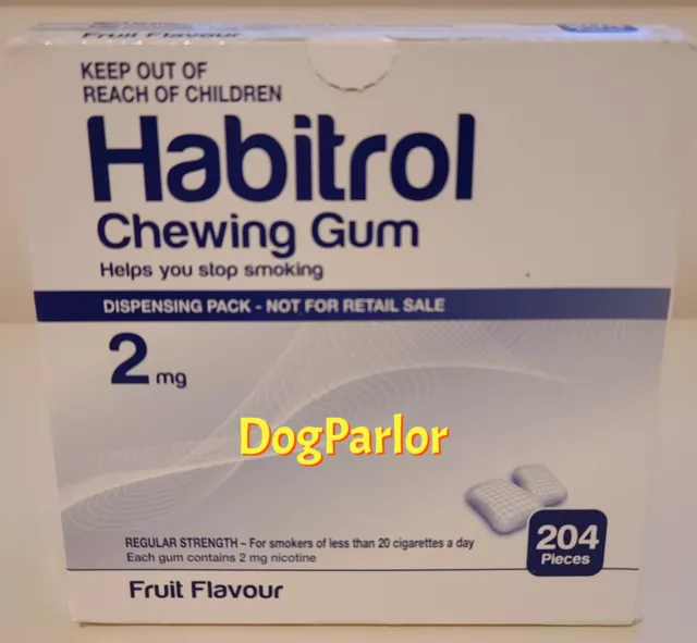 Habitrol Nicotine Gum 2mg Fruit NEW Bulk Size 2 Boxes = 408 Pieces 09/2024