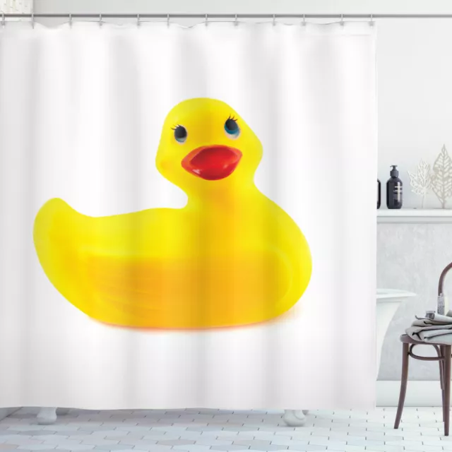 Rubber Duck Shower Curtain Cute Yellow Ducky Print for Bathroom