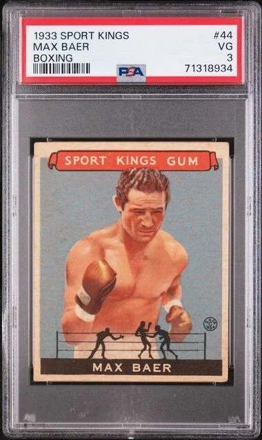 Max Baer 1933 Sport Kings Gum #36 VERY GOOD VG PSA 3 Max Baer 1933 Sport Kings Gum #36 VERY GOOD VG PSA 3