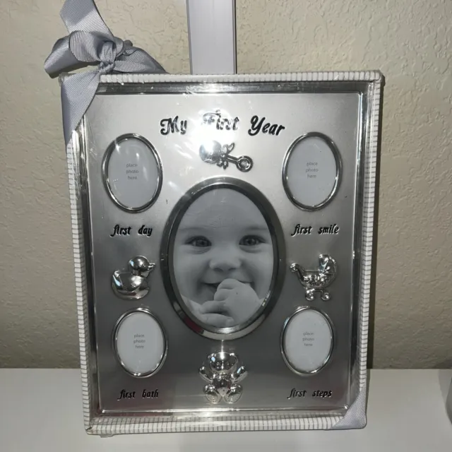 Baby Essentials Unisex  My First Year Photo Frame in Silver-Tone 9"x11"