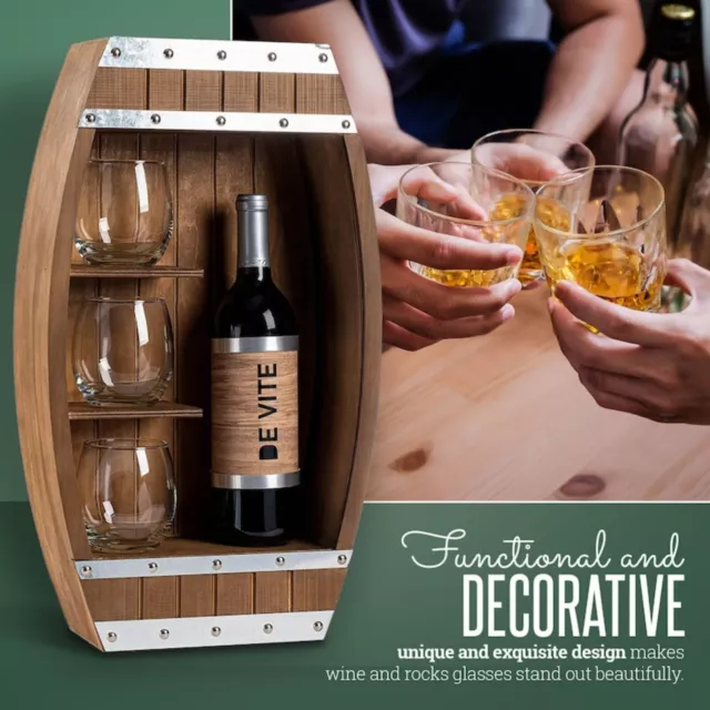 Rustic Wine rack, Pinewood Barrel Wooden Display whiskey Rack Wine Box, Men Gift