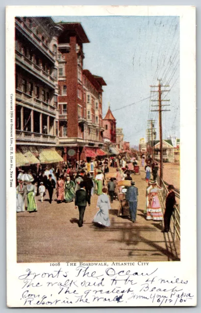 Atlantic City, New Jersey NJ - The Boardwalk View - Vintage Postcard - Posted