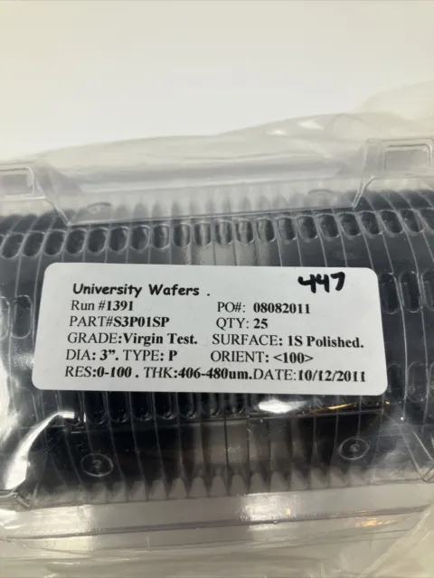 University Wafers S3P01SP Wafer 3” Diameter 25-Piece *new surplus
