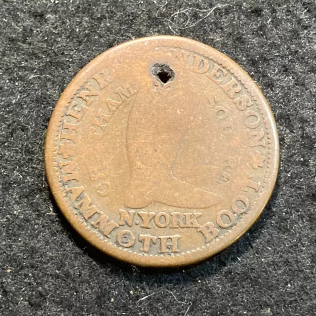 1837 Henry Anderson/Mammoth Boot New York Bronze Hard Times Token