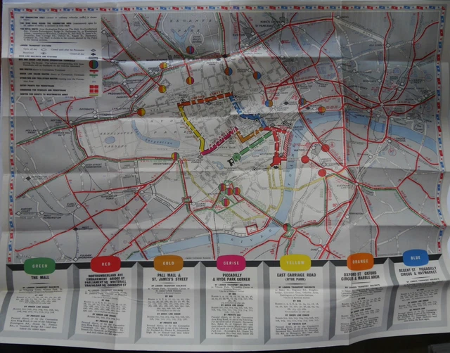 QUEEN ELIZABETH II Coronation London Transport Leaflet fold out map