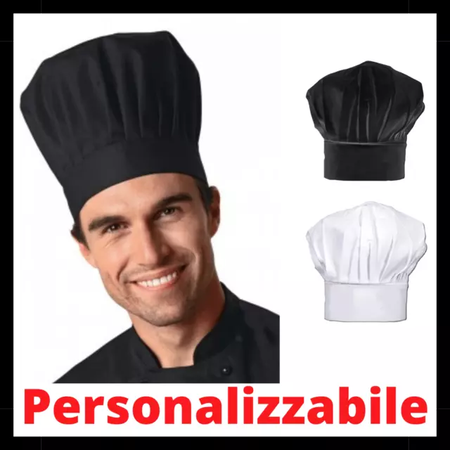 Cappello da Cuoco Chef Uomo Donna in cotone Cucina Lavoro Ristorante Pizzaiolo