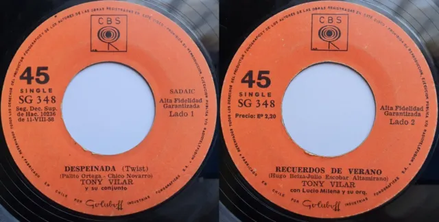 Tony Vilar Palito Ortega Despeinada 1964 Lateinamerikanischer Pop/Rock'n'roll Selten Chilenische Prs!