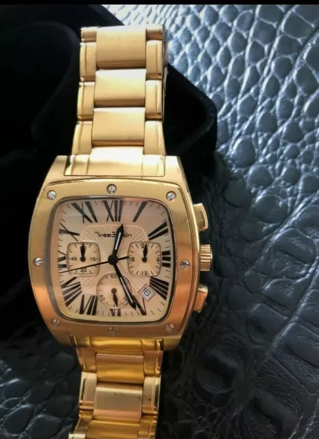RARE MONTRE HOMME acier inoxydable dor Bertelin couronne viss e