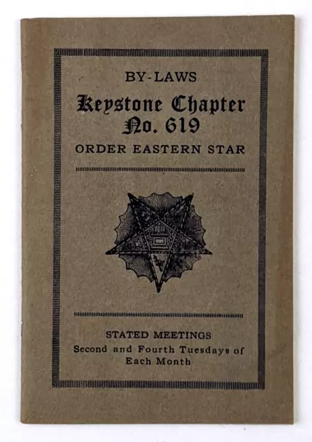 1921 Keystone Chapter No 619 Illinois Order Eastern Star Vintage By Laws Booklet