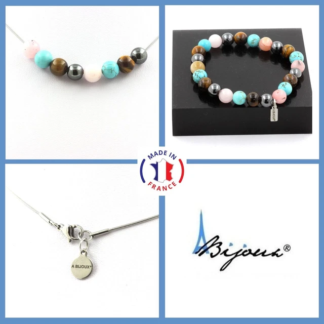 Magnétothérapie - Collier VIOLETTE Hématite magnétique, perles diamètre