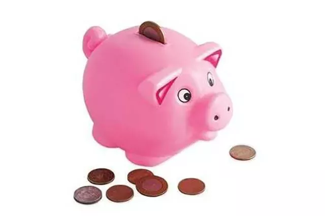 used pinky color coin piggy bank