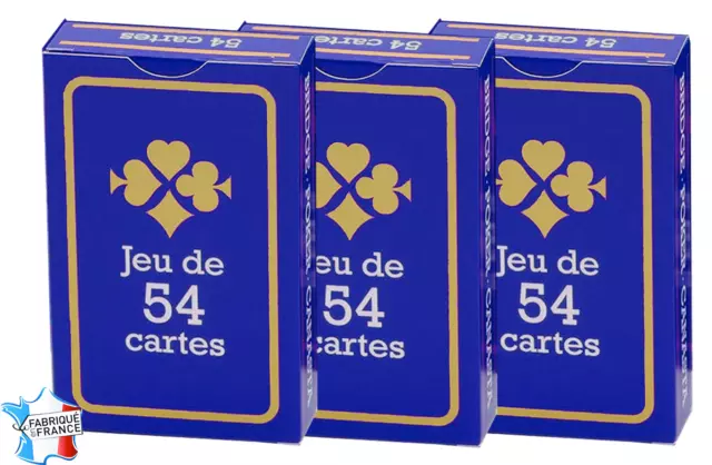 Jeu de Carte à 2 avec 54 cartes Gauloise Bleu - Fabriqué en France ( Lot de 3 )